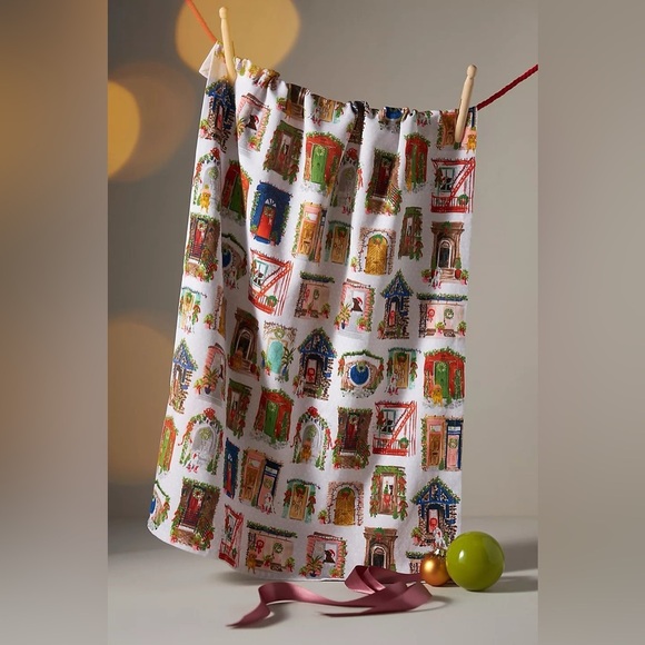 NWT Anthropologie Dogs Around the World Christmas Dish Towel - Picture 1 of 5